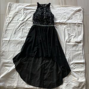 CITY STUDIO HI-LO BLACK W/SILVER STITCHING DRESS